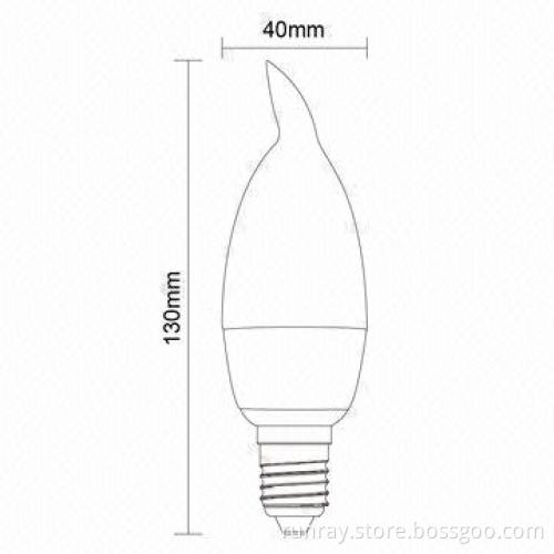 3W LED Candle Bulb, E14 Socket, Epistar Chip, AC 85-265V Voltage, 2 Years Warranty